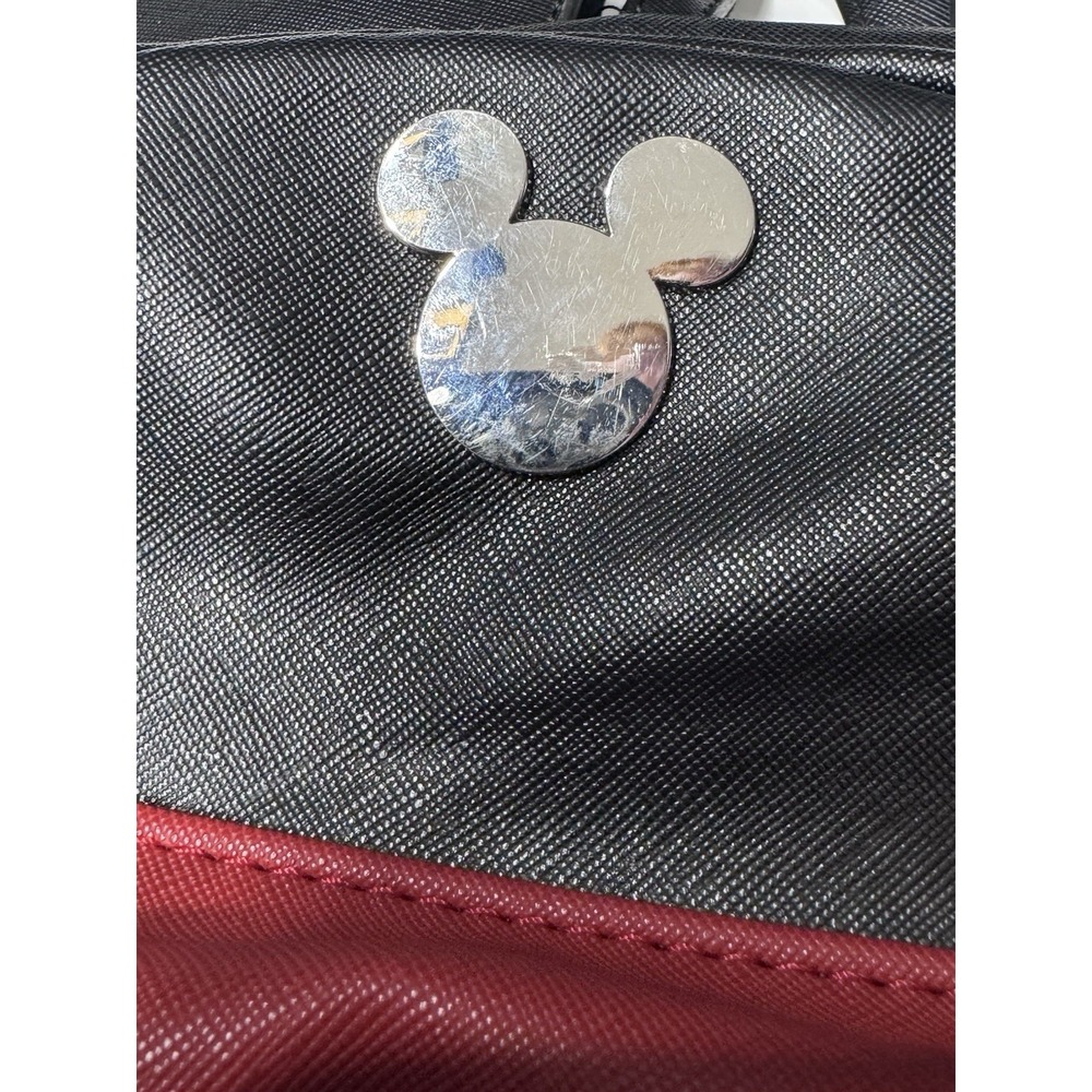 Disney Mickey Mouse Backpack Bag Ears Mini Black Red Zip Disneyland Logo - Picture 6 of 9